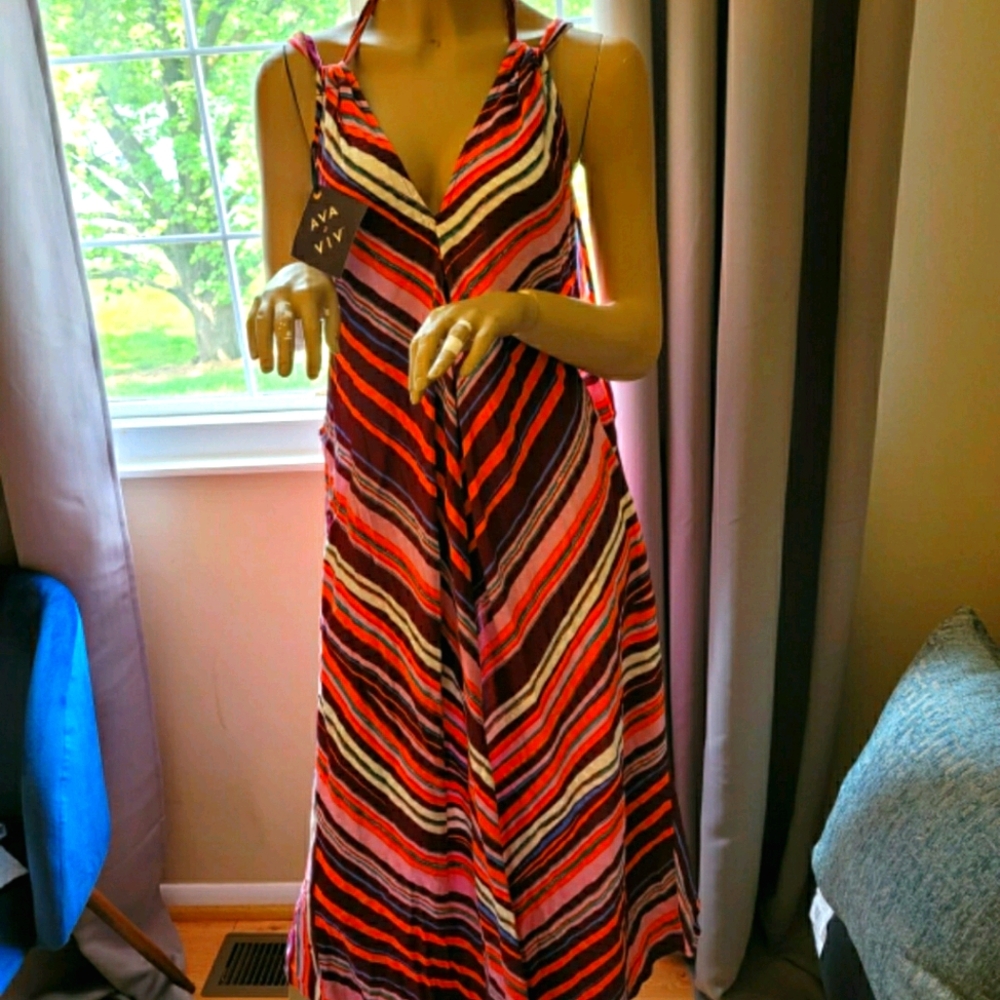 Pink Stripe Asymmetrical Dress